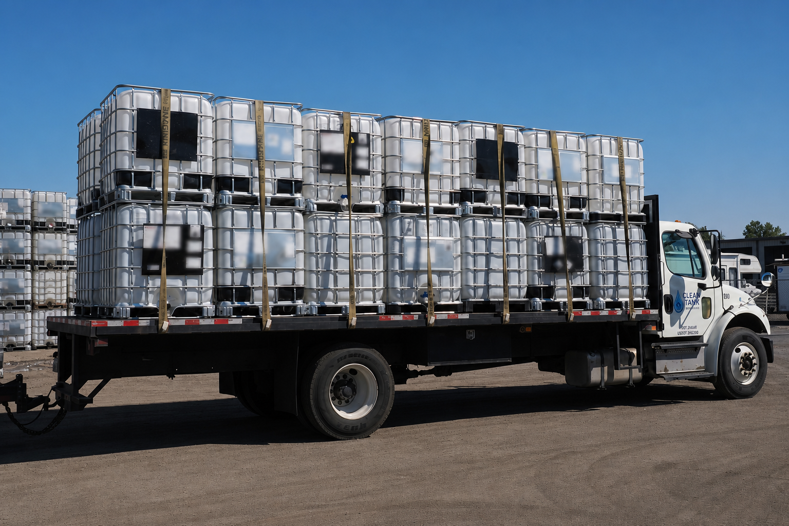 Clean Tank truck carrying incoming IBCs for evaluation